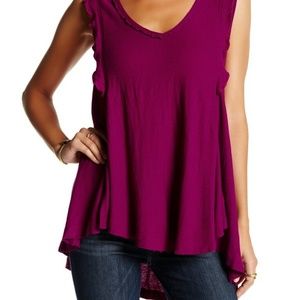 waffle knit magenta tank top ruffles new